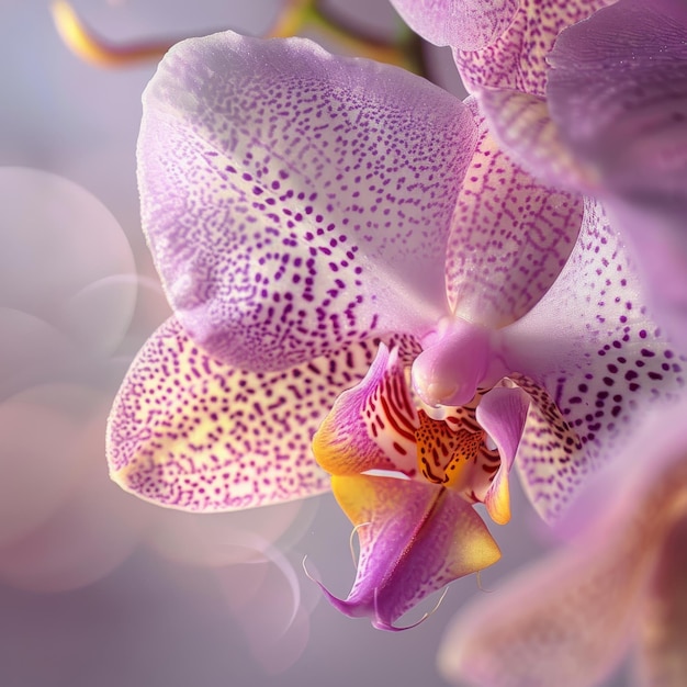 Orchidee Macro Foto Exotische Phalaenopsis Bloem Closeup Onduidelijke achtergrond Kopieerruimte