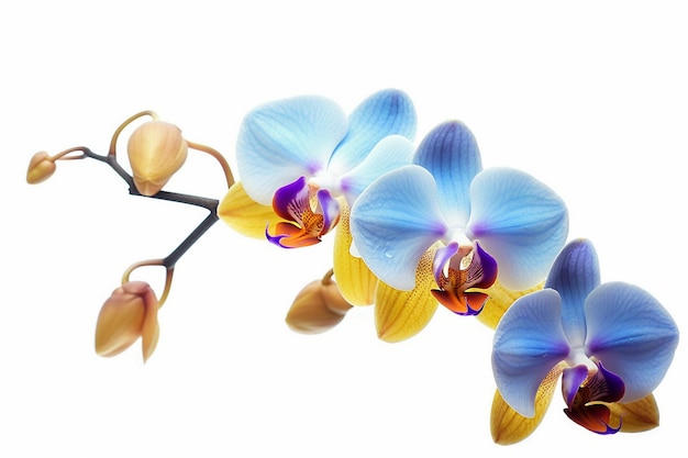 Orchideeën in blauw en geel