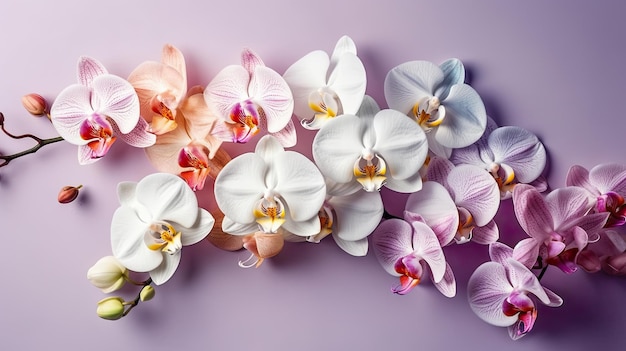 Orchideeën op een paarse achtergrond