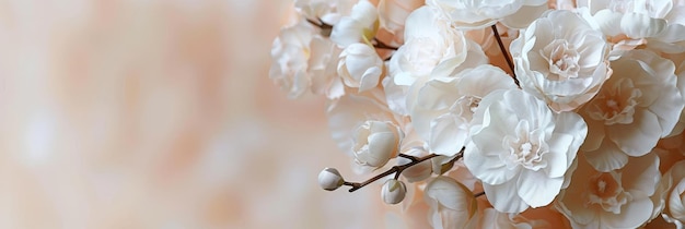 Orchideeën stralende boeket van bloemen in verfijnde schoonheid op wazige achtergrond met kopieerruimte