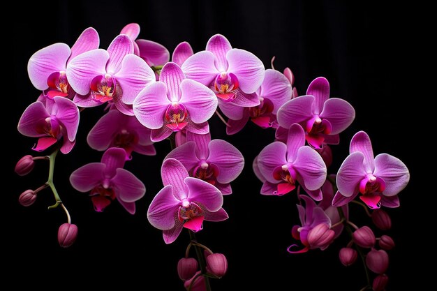 Orchids against a black background for dramatic effect