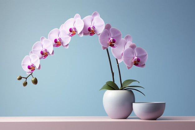 Photo orchids in a beach setting evoking a sense of tropical paradise