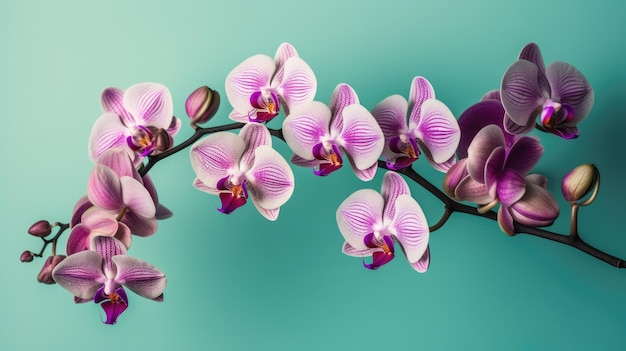 Orchids on a blue background with a blue background