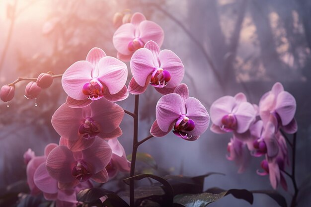 Orchids in a highfashion context such as adorning a model or glamorous setting