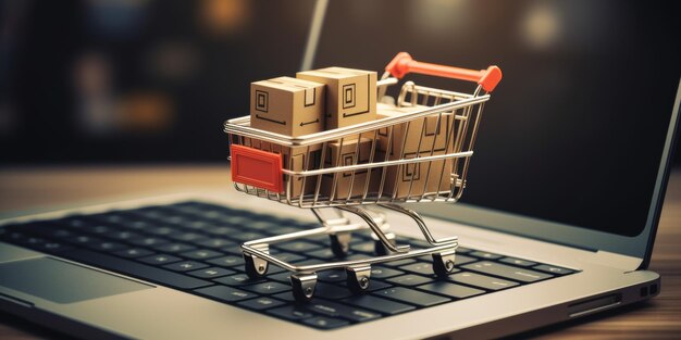 ordering and delivering goods online shopping cart laptop Generative AI