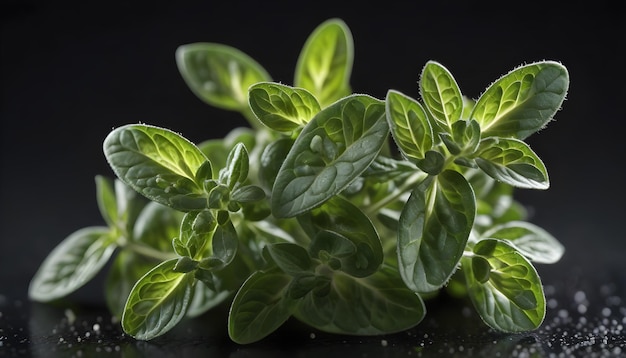 Oregano on an isolated black background