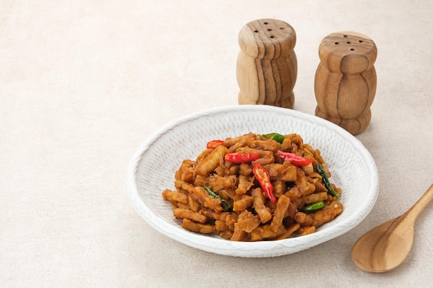 Orek Tempe or Stir Fry Tempeh sweet and spicy Indonesian traditional food