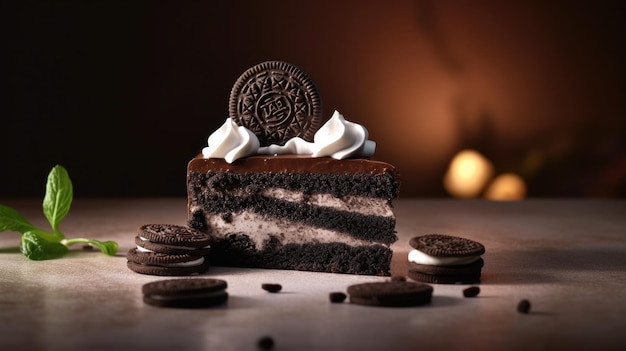 Oreo cheesecake met daarop een chocolade cream cheesecake