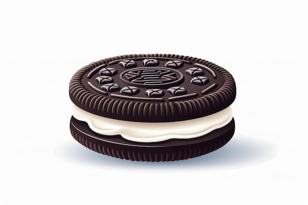 Oreo Cookie in cartoon-stijl op witte achtergrond AI gegenereerd