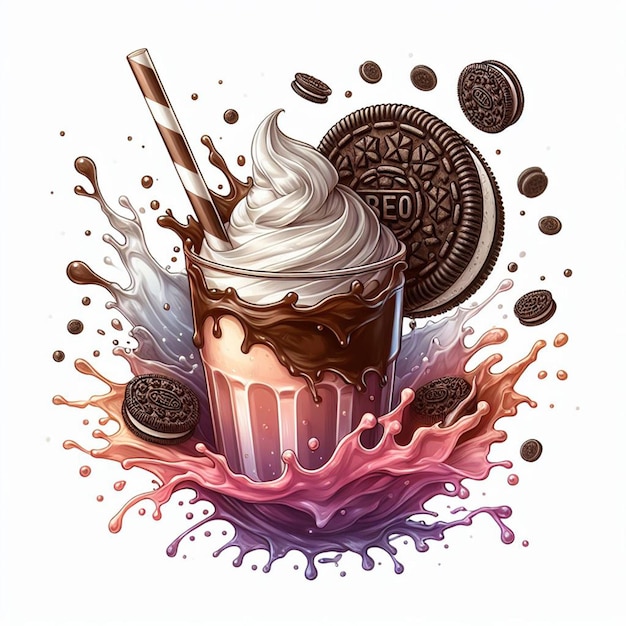 Photo oreo milkshake splash