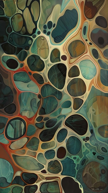 Photo organic abstract art with fluid shapes and earthy tones