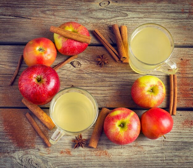 Organic Apples, cinnamon and glasses of cider worth around