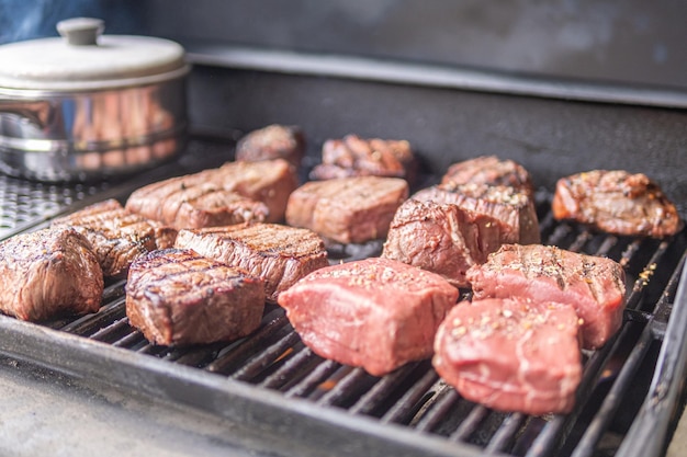 Organic Beef Stakes grilled for a party