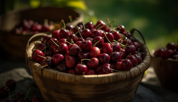 Organic berry basket ripe and juicy a refreshing summer snack generated by AI