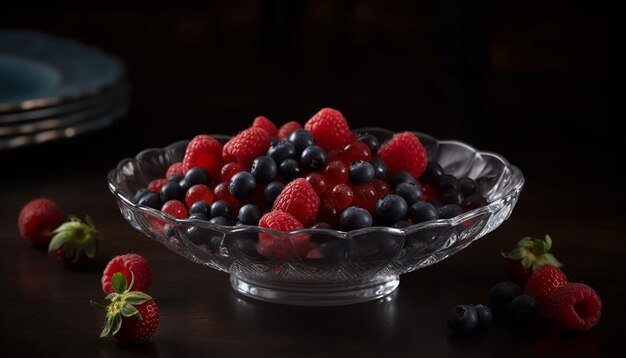 Organic berry bowl fresh ripe and juicy generated by artificial intelligence