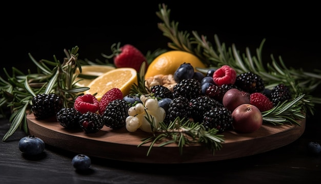 Organic berry bowl a refreshing summer snack generated by artificial intelligence