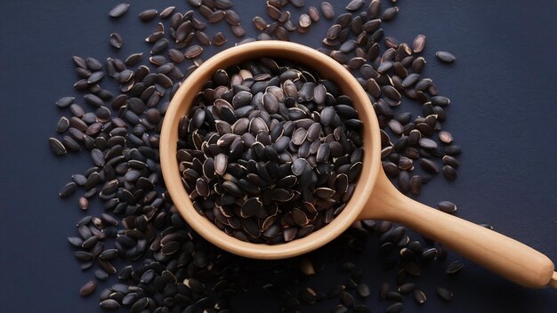 Photo organic black sesame seeds healthy food for reductions in a both systolic and diastolic blood pr