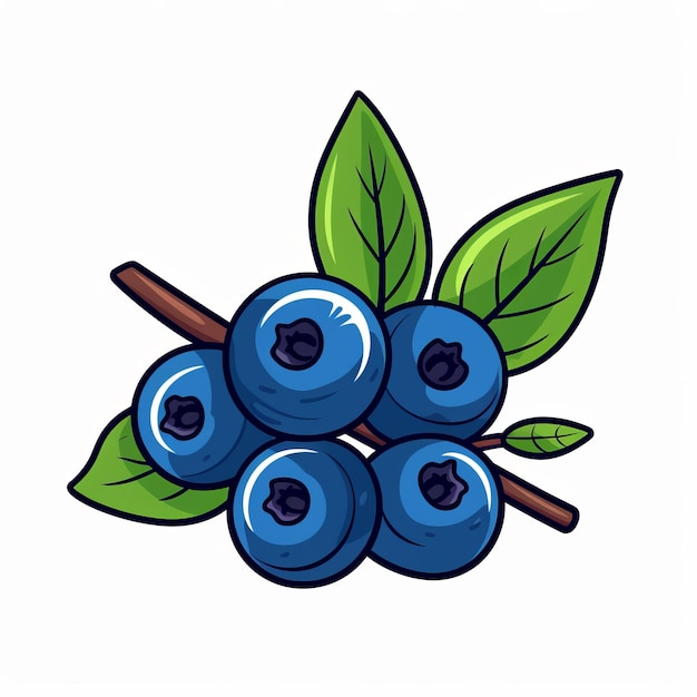 Photo organic blueberry cartoon bold outlines flat colors natureinspired