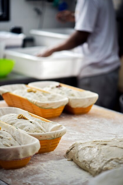 Organic breads in the form ready for the oven