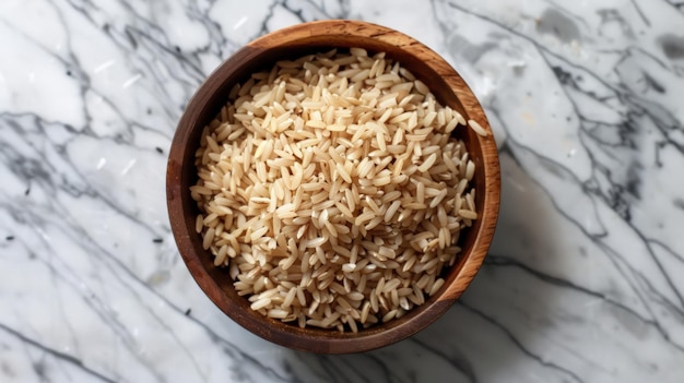 Photo organic brown rice in the bowl