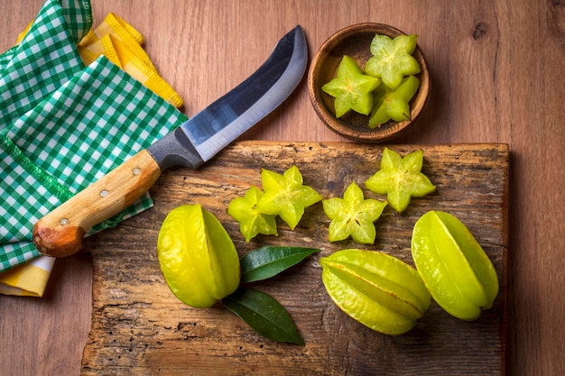 Organic carambola asian fruit, star fruit.