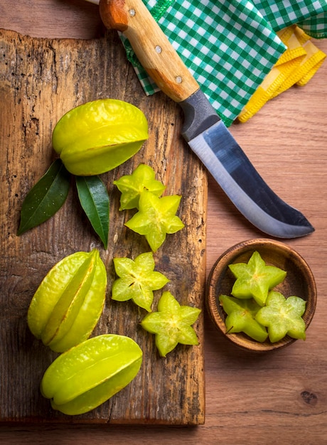 Organic carambola asian fruit, star fruit.