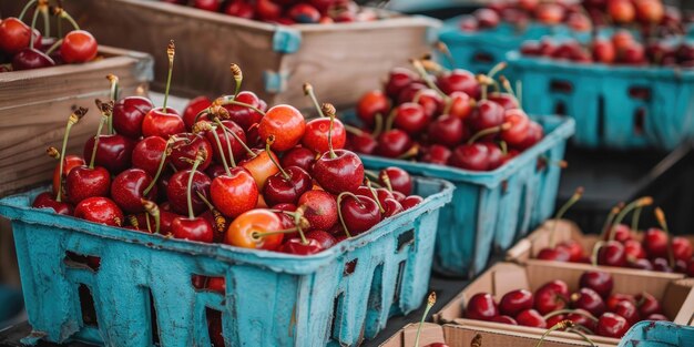 Organic cherries on the market