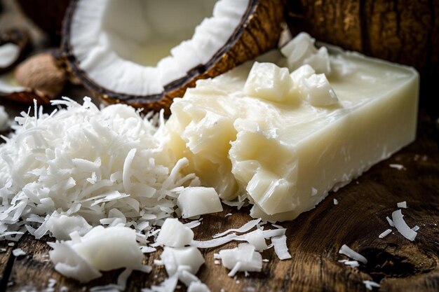 Organic coconut oil soap bar with coconut nut