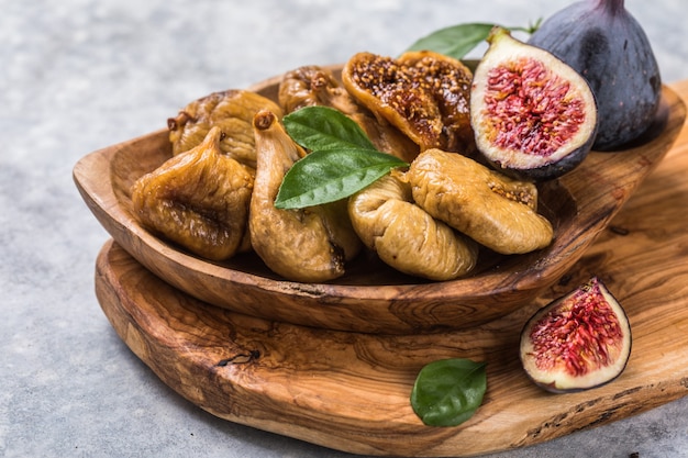 Organic dried figs close up