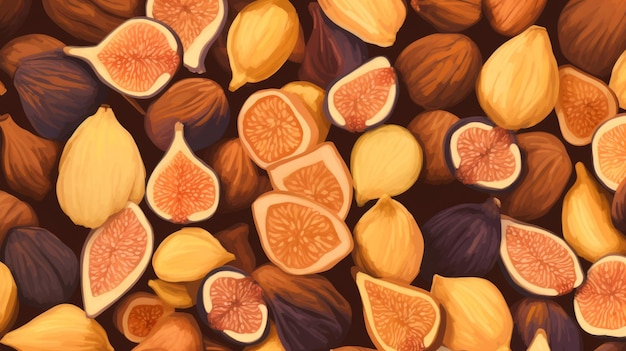 Organic dried figs fruit horizontal background illustration