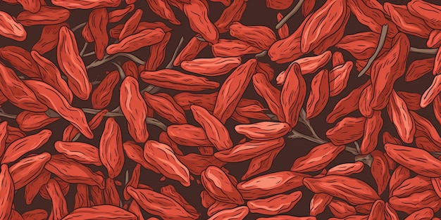 Organic Dried Goji Berry Horizontal Background Illustration