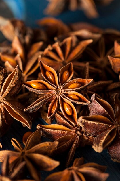 Photo organic dry star of anise on a background