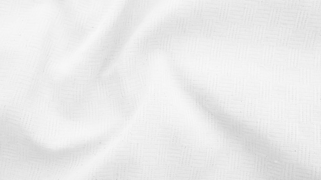 Органическая ткань хлопковый фон Белый льняной холст мятая натуральная хлопчатобумажная ткань Натуральный лен ручной работы вид сверху фон органический эко-текстиль Белая ткань льняная текстура
