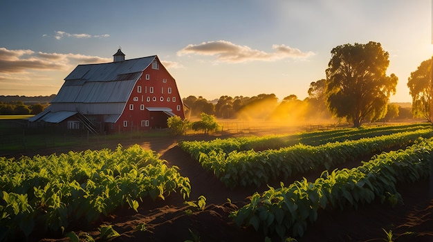 Organic farm grown on rural generated by ai