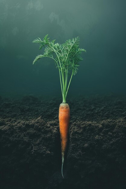 Organic farm local carrot vegetable grows in the soil concept of healthy nutrition copy space