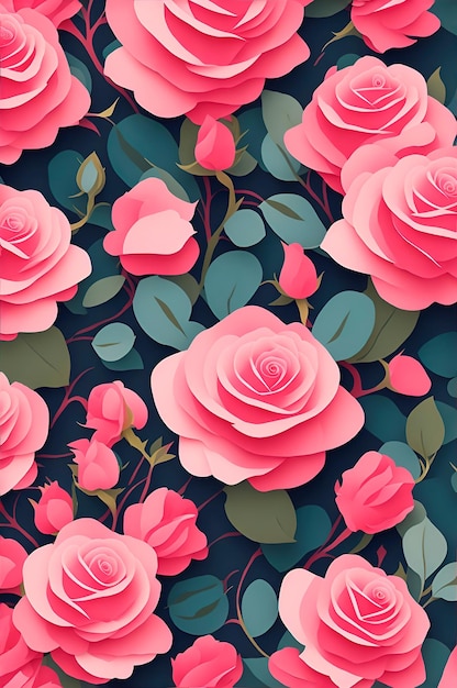 organic flat abstract pink roses pattern organic patterns