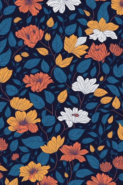 Organic flat pressed seamless floral pattern