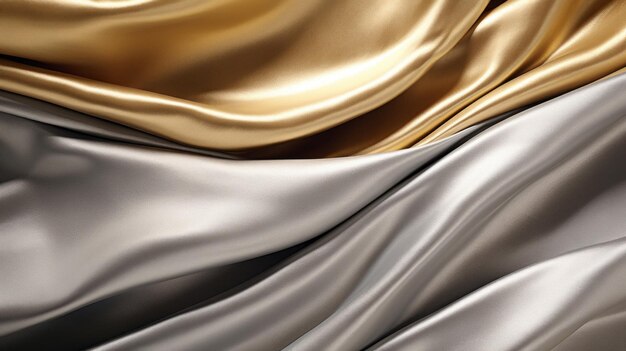 Organic Flowing Forms Silver And Gold Fabric Surface Background