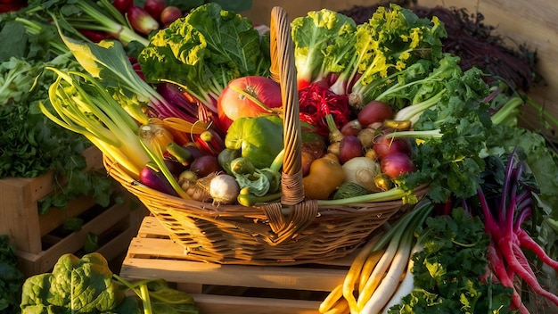 Organic food background vegetables in a basket