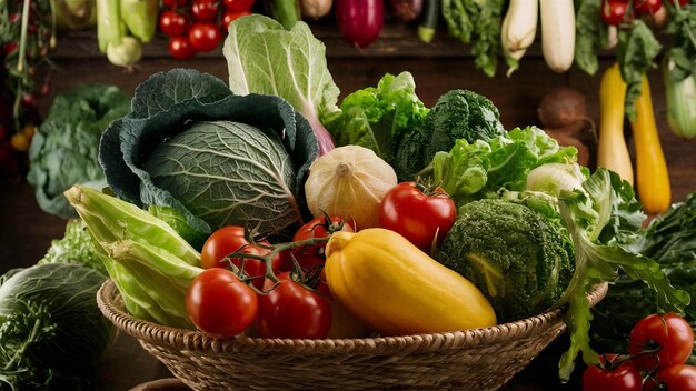 オーガニック・フード・バックグラウンド 野菜のバスケット