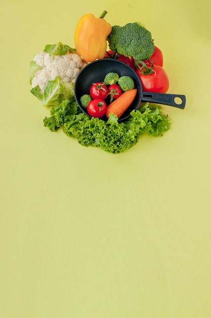 Organic food on a black skillet