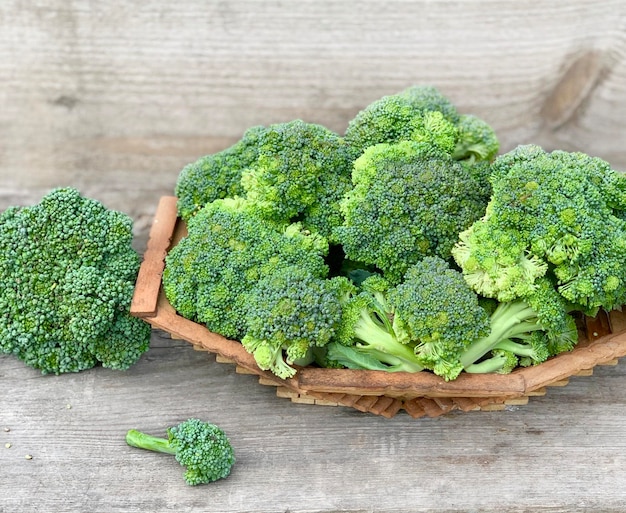 Photo organic and fresh broccoli. product close-up