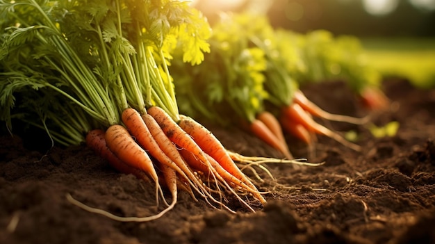 Organic fresh carrots in the garden