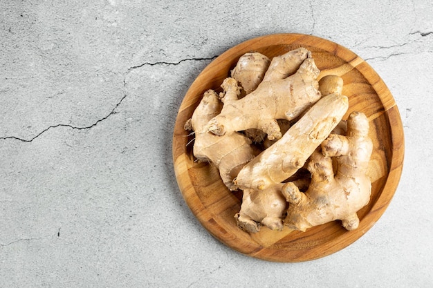 Organic fresh ginger root on the table