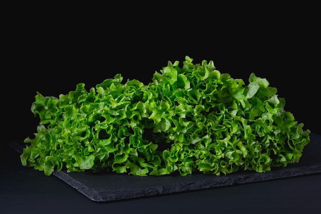 Organic fresh Green salad on black background