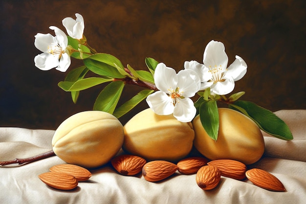 Photo organic fresh healthy almonds