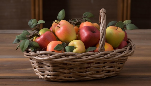 Organic fruit basket a healthy autumn meal generated by artificial intelligence