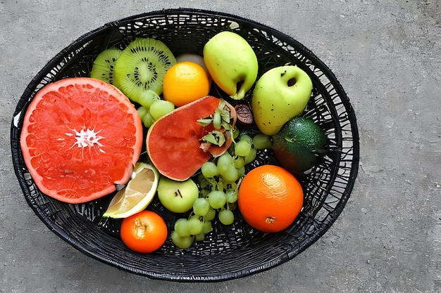 Органическая фруктовая корзина здоровое питание свежее разнообразие фитнес ужин созданный ИИ