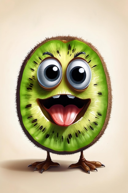 Foto frutta biologica qui un kiwi come un fumetto