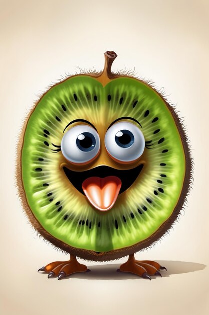 Foto frutta biologica qui un kiwi come un fumetto